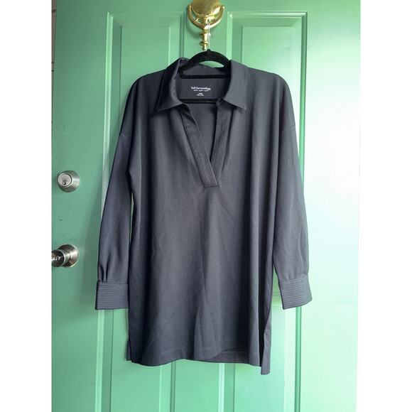 Soft Surroundings large navy oversize Johnny collar tunic - Picture 2 of 8